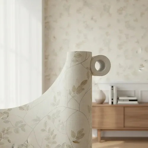 Papel De Parede Autocolante Lavável Floral Flores Delicadas Bege