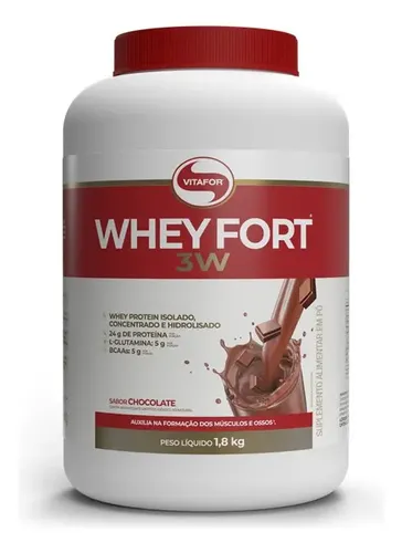 3w Whey Protein Pó Vitafor Chocolate 1,8kg Isolado Concentrado